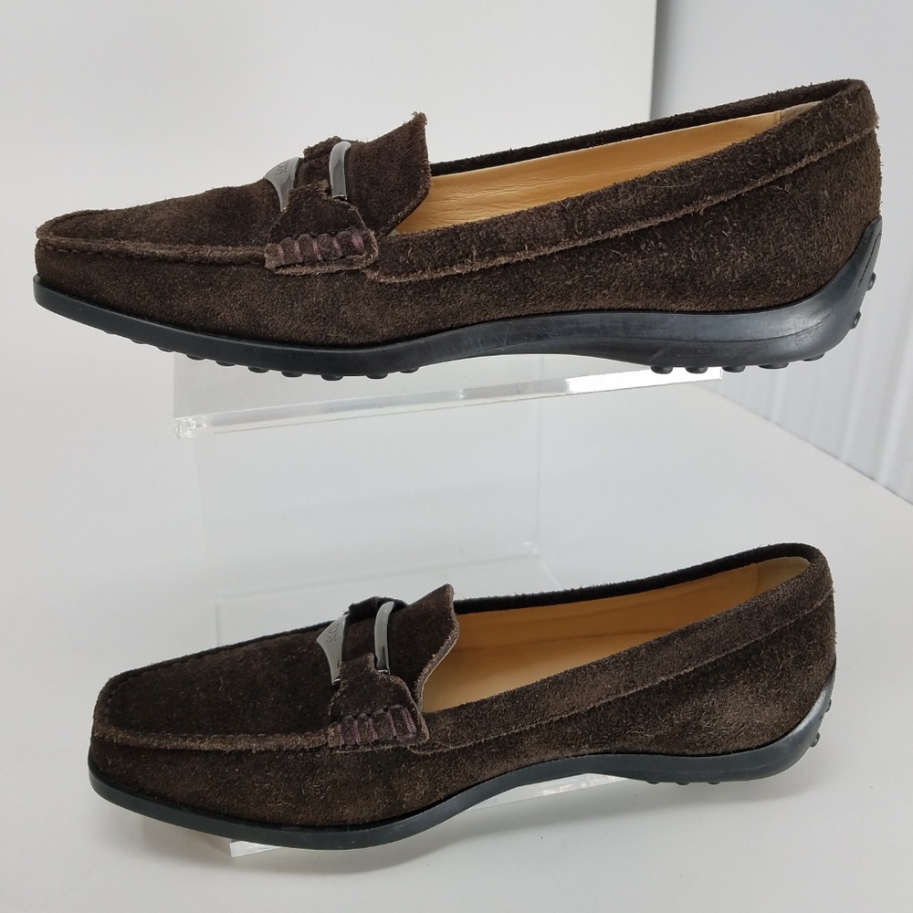 Tod's 34 driving moc suede espresso EUC - Picture 2 of 7